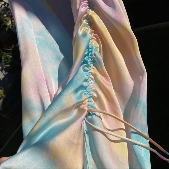 Zara watercolor tie dye satin slip dress halter multicolor - Picture 8 of 11